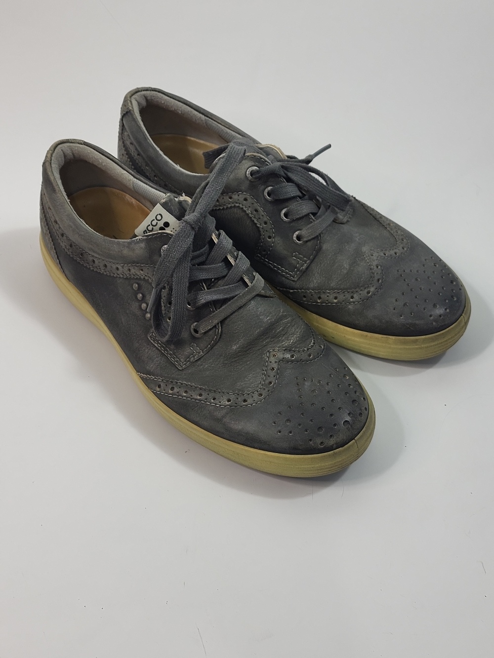 ECCO Classic Wingtip Leather Golf Shoes EUR 44 Extra Width Spikeless